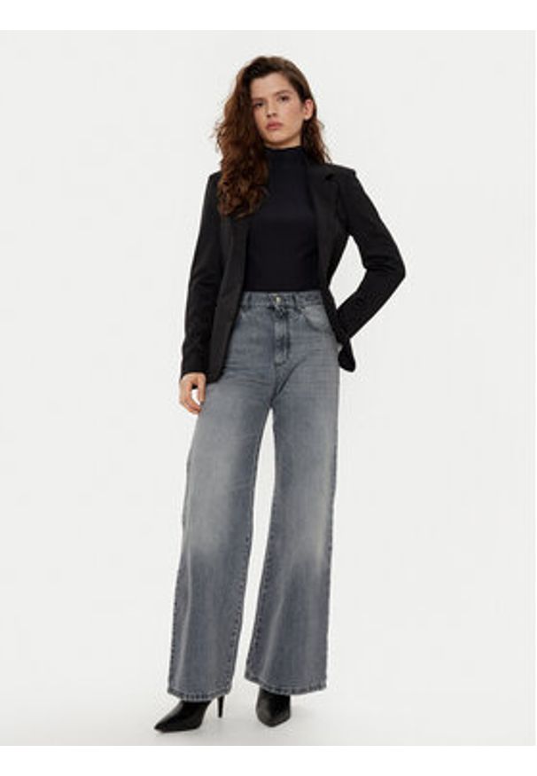 Vila Marynarka 14107241 Czarny Slim Fit. Kolor: czarny. Materiał: syntetyk