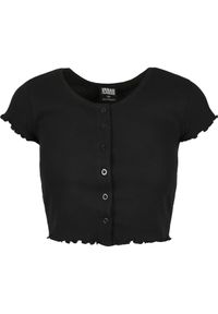 Koszulka damska Urban Classics cropped button up rib. Kolor: czarny #1