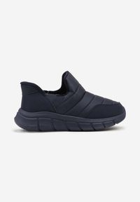 Renee - Granatowe Sneakersy Śniegowce na Platformie z Tłoczeniem i Pikowaną Cholewką Vermina. Okazja: na co dzień. Kolor: niebieski. Materiał: dresówka. Szerokość cholewki: normalna. Obcas: na platformie #4