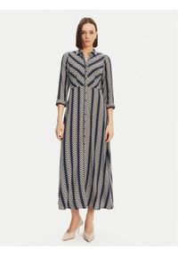 YAS Sukienka koszulowa Savanna 26022663 Granatowy Loose Fit. Kolor: niebieski. Materiał: wiskoza. Typ sukienki: koszulowe