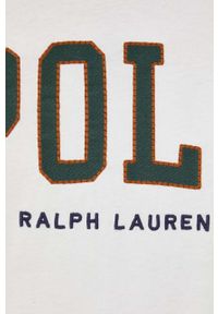 Polo Ralph Lauren t-shirt bawełniany kolor biały z aplikacją. Typ kołnierza: polo. Kolor: biały. Materiał: bawełna. Wzór: aplikacja #3