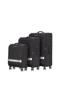 Ochnik - Komplet walizek na kółkach 20'/24'/28'. Kolor: czarny. Materiał: nylon, materiał, poliester. Wzór: nadruk