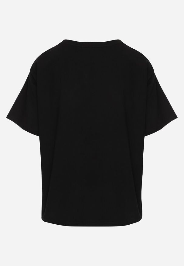 Renee - Czarny Bawełniany T-shirt o Kroju Oversize Neduna. Okazja: na co dzień. Kolor: czarny. Materiał: bawełna. Styl: casual, elegancki