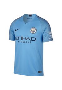 Nike - Koszulka piłkarska dla dzieci Manchester City 18/19. Kolor: niebieski. Materiał: poliester. Technologia: Dri-Fit (Nike). Sport: piłka nożna