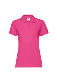 FRUIT OF THE LOOM - Damska Koszulka Polo Premium Plain. Typ kołnierza: polo. Kolor: różowy