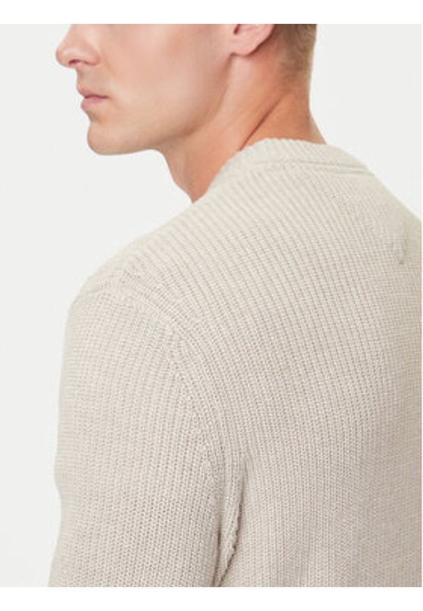 Tommy Jeans Sweter DM0DM21652 Beżowy Slim Fit. Kolor: beżowy. Materiał: bawełna