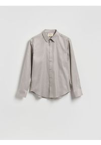 Reserved - Bawełniana koszula slim fit - jasnoszary. Kolor: szary. Materiał: bawełna