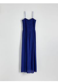 Reserved - Sukienka z wiskozą - niebieski. Kolor: niebieski. Materiał: wiskoza. Typ sukienki: proste