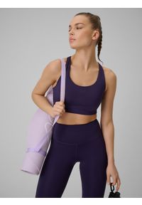 4f - 4F Biustonosz treningowy ze średnim wsparciem damski - fioletowy S. Kolor: fioletowy. Materiał: guma, włókno. Sport: fitness #1