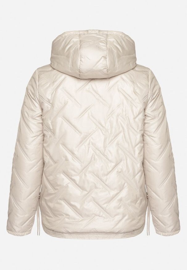 Born2be - Ciemnoszara Pikowana Kurtka z Odpinanym Kapturem Falenea. Okazja: na co dzień. Kolor: szary. Materiał: jeans. Styl: casual