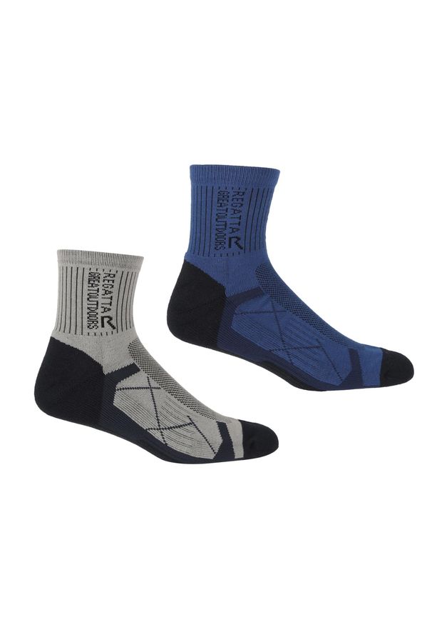 Regatta - Męskie Skarpety Active Outdoor (zestaw 2 Sztuk). Kolor: wielokolorowy, niebieski, szary. Sport: outdoor