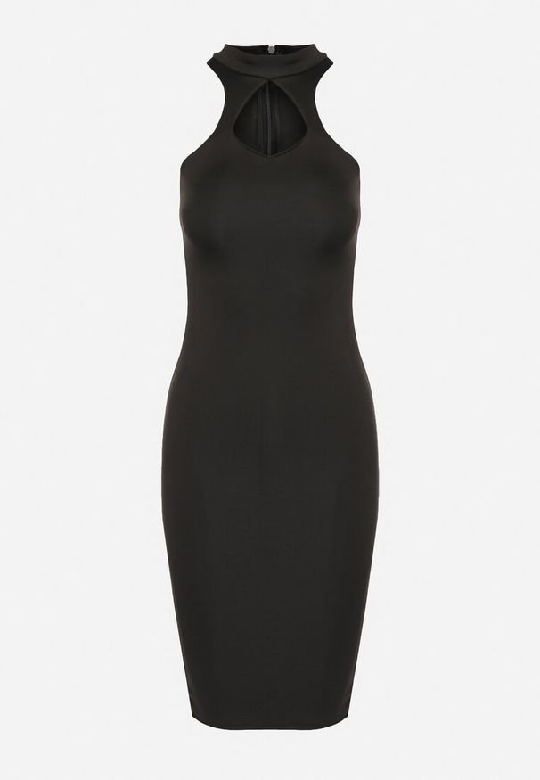 Born2be - Czarna Dopasowana Sukienka Bez Rękawów z Wycięciem przy Dekolcie Galoriena. Okazja: na co dzień. Kolor: czarny. Długość rękawa: bez rękawów. Typ sukienki: proste. Styl: casual, elegancki