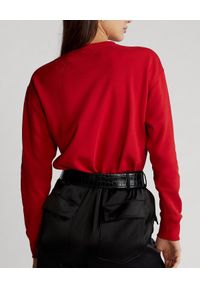 Ralph Lauren - RALPH LAUREN - Czerwona bluza z herbem. Typ kołnierza: polo, bez kaptura. Kolor: czerwony. Materiał: jeans, bawełna. Wzór: haft, aplikacja #4