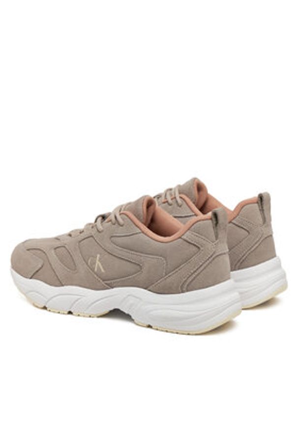Calvin Klein Jeans Sneakersy Retro Tennis Low Mg Mix Media Wn YW0YW01639 Beżowy. Kolor: beżowy. Materiał: zamsz, skóra