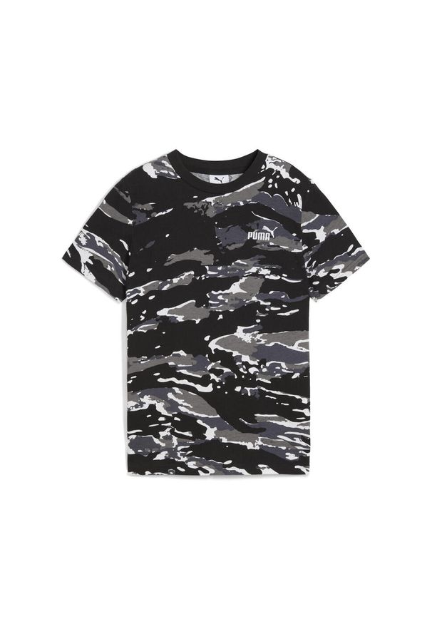 Puma - Młodzieżowa koszulka Essentials Camo PUMA Black. Kolor: czarny. Wzór: nadruk, moro