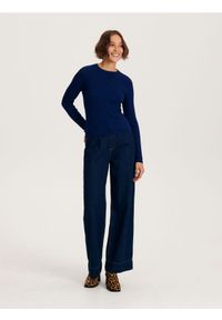 Reserved - Sweter z wiskozy - niebieski. Kolor: niebieski. Materiał: wiskoza. Wzór: gładki #1