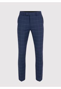 Pako Lorente - PAKO LORENTE – Granatowe spodnie garniturowe w niebieską kratkę. Kolor: niebieski. Materiał: poliester, wełna, lycra. Wzór: kratka #6