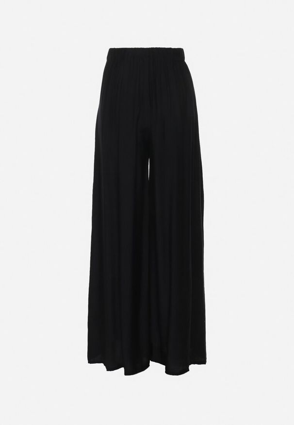 Born2be - Czarne Szerokie Spodnie z Elastyczną Gumką w Pasie i Kieszeniami Atealis. Okazja: na co dzień. Kolor: czarny. Styl: casual, elegancki