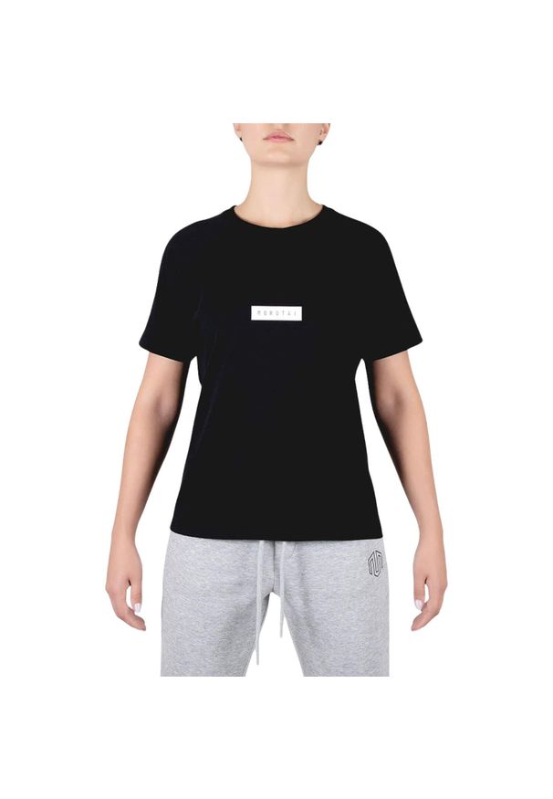 MOROTAI - Koszulka treningowa damska Morotai Bloc Logo. Kolor: czarny. Materiał: bawełna, elastan. Sport: fitness