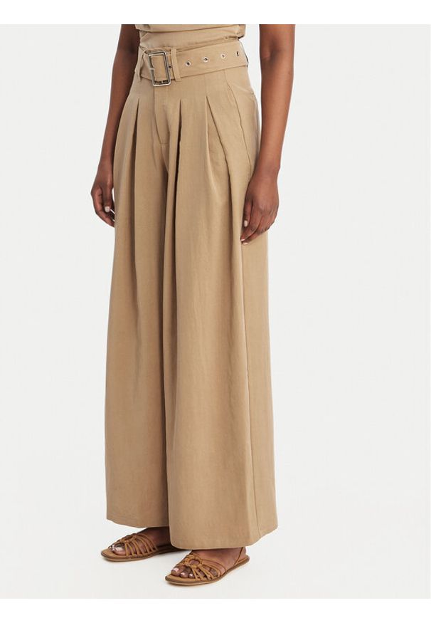 Eleh Spodnie palazzo SS260099 Beżowy Wide Leg. Kolor: beżowy. Materiał: lyocell