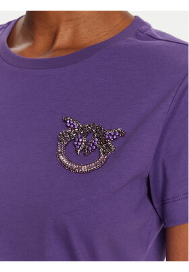 Pinko - PINKO T-Shirt Quentin 103320 A2RN Fioletowy Regular Fit. Kolor: fioletowy. Materiał: bawełna