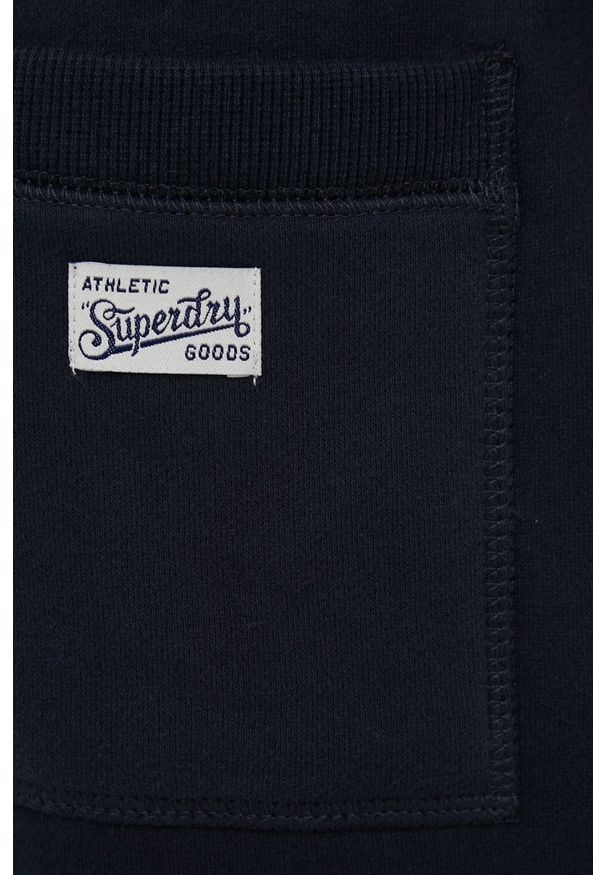 Superdry spodnie dresowe męskie kolor granatowy z aplikacją. Kolor: niebieski. Materiał: dresówka. Wzór: aplikacja