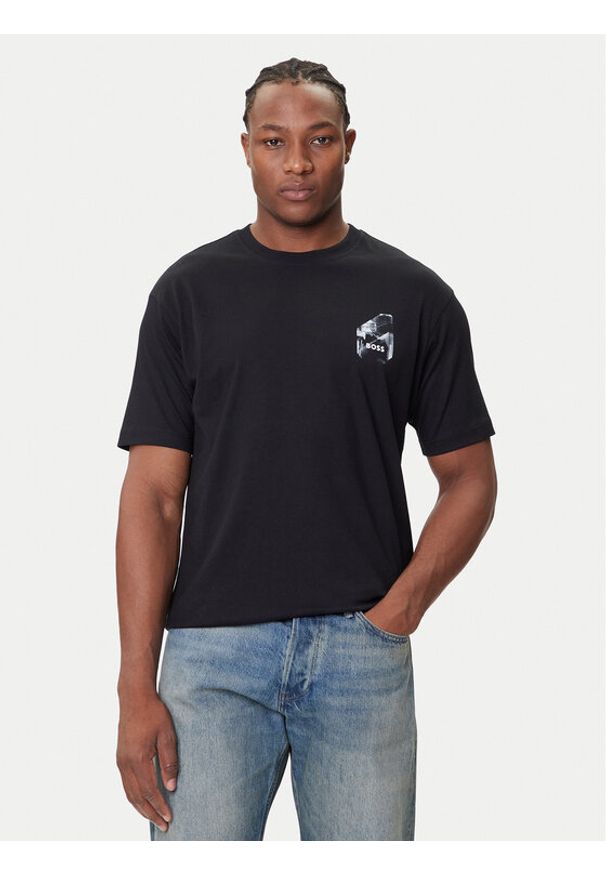 BOSS T-Shirt 50546374 Czarny Relaxed Fit. Kolor: czarny. Materiał: bawełna