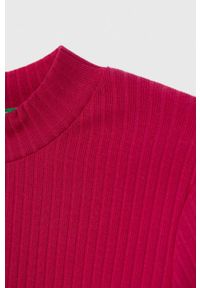 United Colors of Benetton t-shirt dziecięcy kolor różowy. Kolor: różowy. Materiał: dzianina. Styl: klasyczny #3