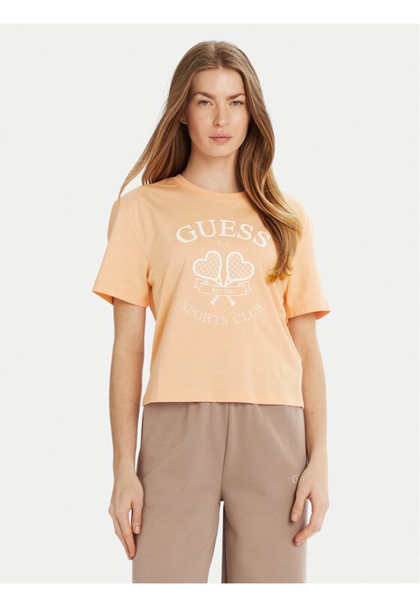 Guess T-Shirt V5GI04 I3Z14 Biały Regular Fit. Kolor: biały. Materiał: bawełna