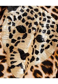 MYSTIQUE BEACH - Tunika maxi Safari z głową tygrysa. Kolor: brązowy. Materiał: szyfon. Wzór: motyw zwierzęcy, aplikacja