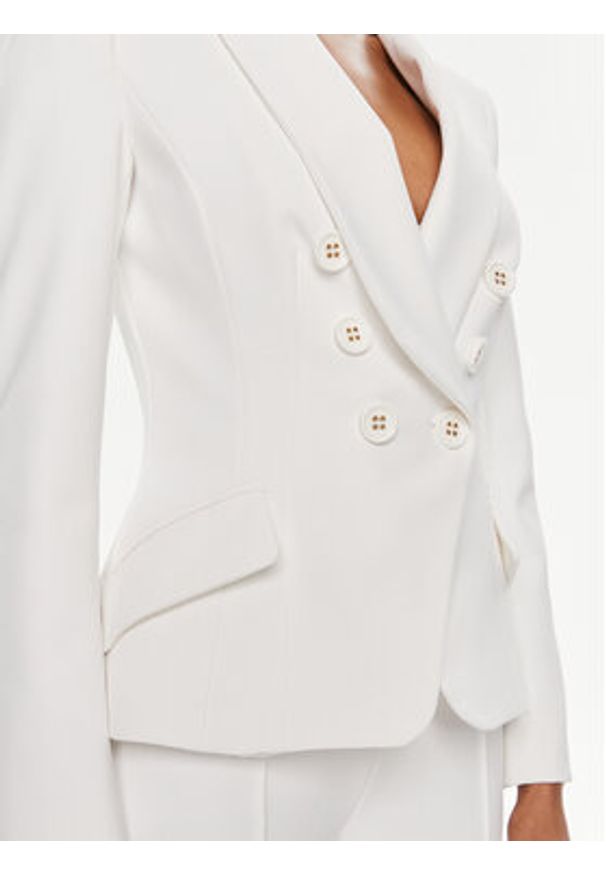 Elisabetta Franchi Marynarka GI-072-41E2-V540 Biały Regular Fit. Kolor: biały. Materiał: syntetyk