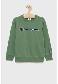 Champion bluza dziecięca kolor zielony z aplikacją. Okazja: na co dzień. Kolor: zielony. Materiał: dzianina. Wzór: aplikacja. Styl: casual
