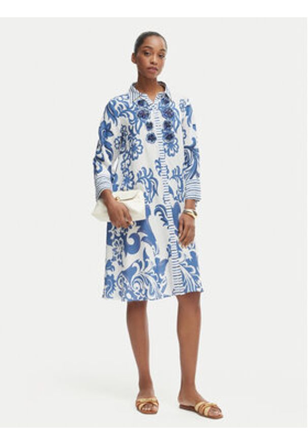 Iconique Sukienka koszulowa Romina IC26-037 Niebieski Regular Fit. Kolor: niebieski. Materiał: wiskoza. Typ sukienki: koszulowe