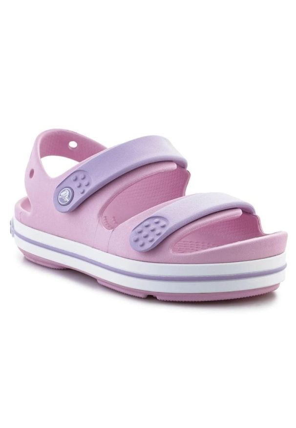 Sandały Crocs Crocband Cruiser Sandal 209423-84I różowe. Okazja: na uczelnię, na plażę. Zapięcie: rzepy. Kolor: różowy. Materiał: materiał. Wzór: paski. Styl: elegancki