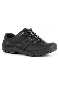 Olivier Skórzane buty trekkingowe męskie 213GT czarne. Okazja: na spacer, na co dzień. Kolor: czarny. Materiał: skóra. Sport: turystyka piesza #6