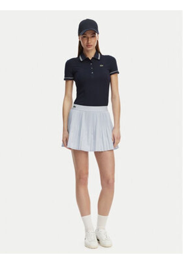 Lacoste Polo DF5284 Granatowy Slim Fit. Typ kołnierza: polo. Kolor: niebieski