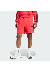 Adidas - Szorty Essential 3-Stripes French Terry. Kolor: czerwony, wielokolorowy, czarny. Materiał: materiał
