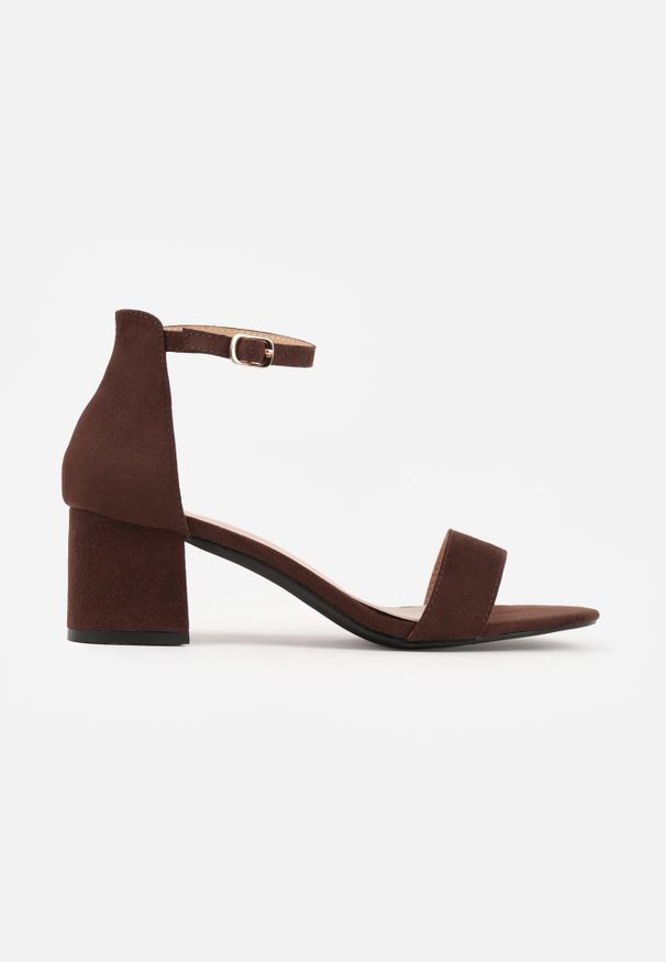 Born2be - Ciemnobrązowe Sandały Vices na Obcasie w Klasycznym Stylu Jelhiris. Okazja: na ślub cywilny, na wesele. Zapięcie: sprzączka. Kolor: brązowy. Obcas: na obcasie. Styl: klasyczny. Wysokość obcasa: średni