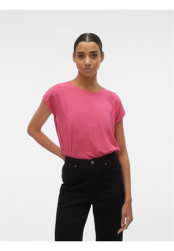 Vero Moda T-Shirt Ava 10284468 Różowy Regular Fit. Kolor: różowy. Materiał: lyocell