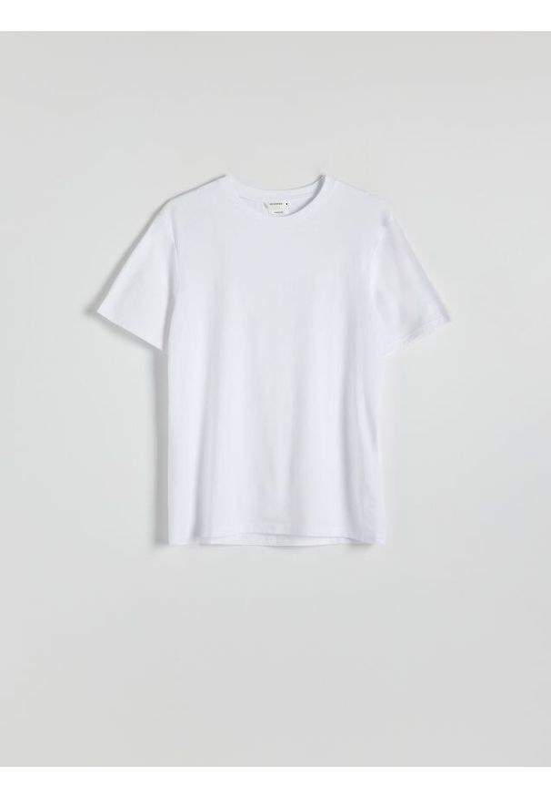 Reserved - T-shirt regular z włóknem bambusowym - biały. Kolor: biały. Materiał: włókno