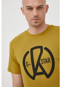 G-Star RAW - G-Star Raw t-shirt bawełniany kolor biały z nadrukiem. Okazja: na co dzień. Kolor: zielony. Materiał: bawełna. Wzór: nadruk. Styl: casual