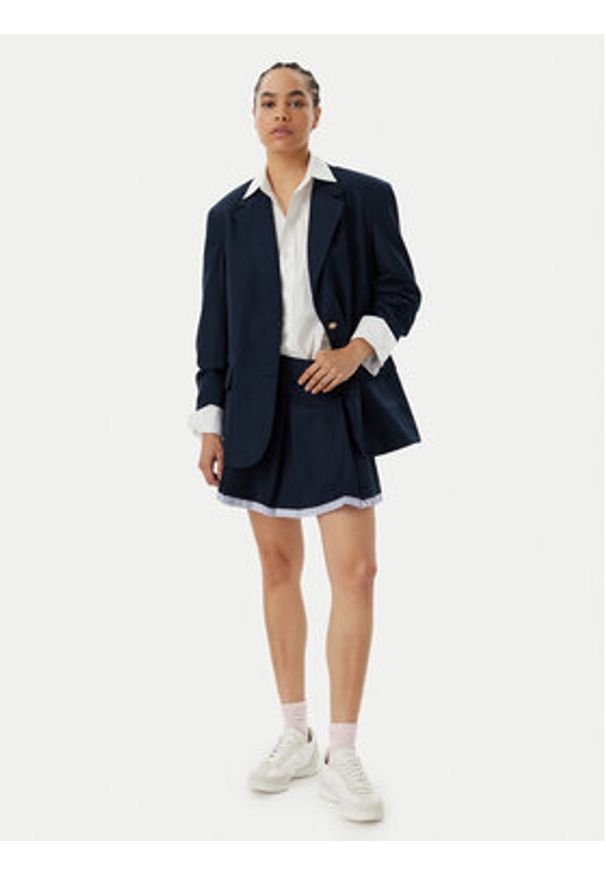 Tommy Jeans Spódnica trapezowa Varsity Pleated DW0DW22758 Granatowy Regular Fit. Kolor: niebieski. Materiał: syntetyk