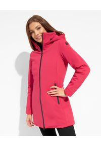 INVICTA ITALY - Różowa długa kurtka termiczna z kapturem. Typ kołnierza: kaptur. Kolor: wielokolorowy, fioletowy, różowy. Materiał: materiał. Długość: długie. Wzór: aplikacja
