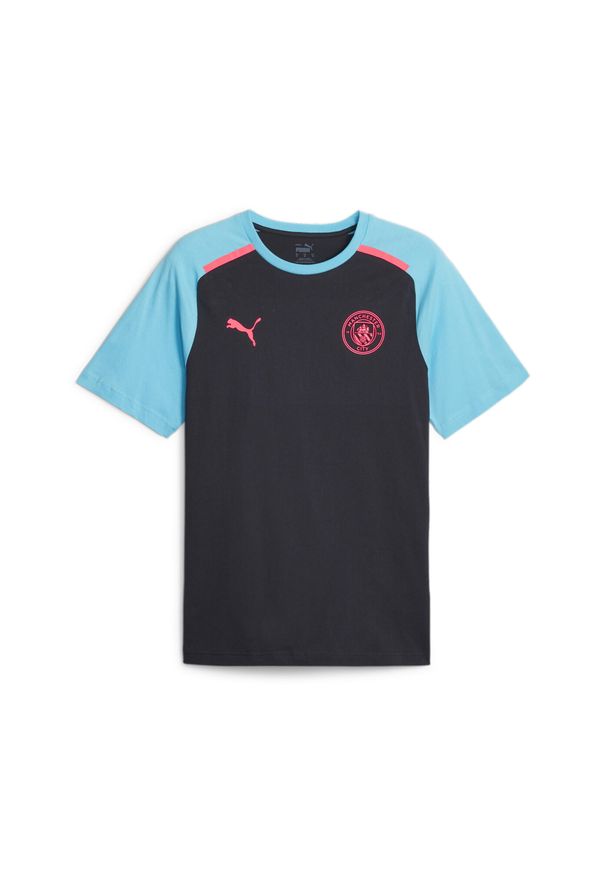Puma Manchester City Men T -Shirt XL - Casual & Confort. Kolor: niebieski. Materiał: bawełna