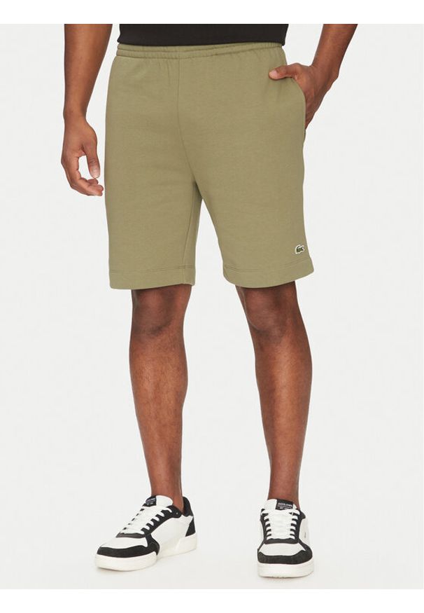 Lacoste Szorty sportowe GH9627 Khaki Regular Fit. Kolor: brązowy. Materiał: bawełna. Styl: sportowy