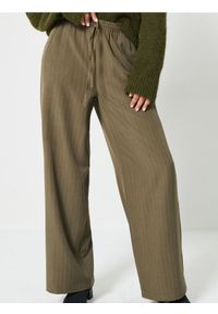Sinsay - Spodnie wide leg - zielony. Kolor: zielony #1