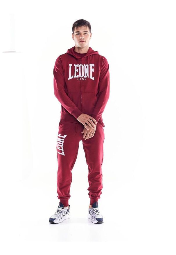 LEONE 1947 APPAREL - Męska zapinana na zamek bluza z kapturem Leone 1947 Apparel. Typ kołnierza: kaptur. Kolor: czerwony. Materiał: tkanina. Sport: fitness