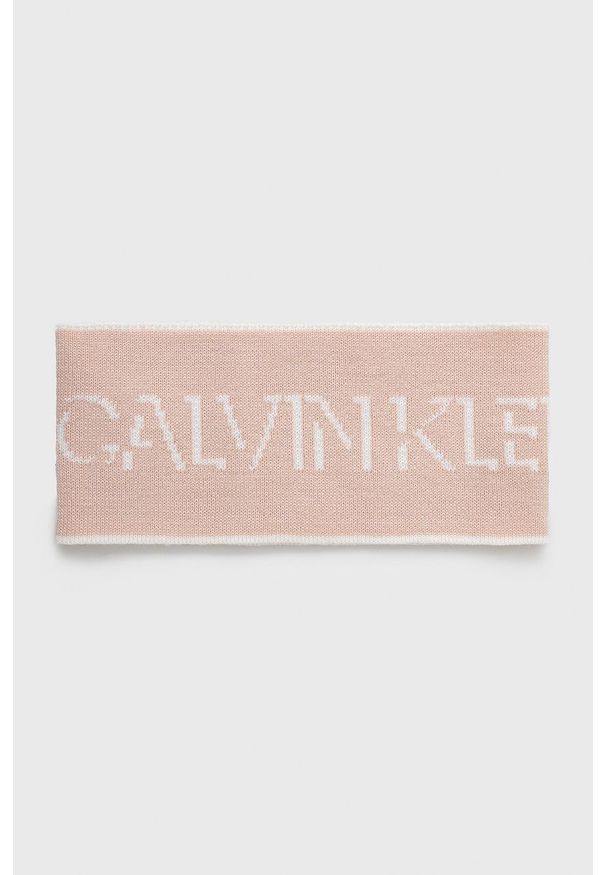 Calvin Klein Jeans - Opaska wełniana. Kolor: różowy. Materiał: wełna