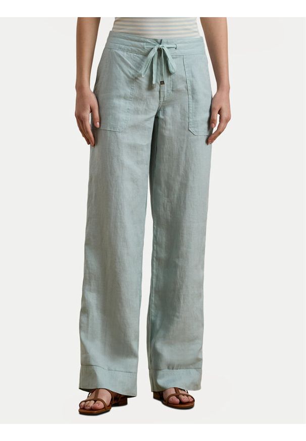 Lauren Ralph Lauren - LAUREN RALPH LAUREN Spodnie materiałowe 200735136021 Błękitny Regular Fit. Kolor: niebieski. Materiał: len