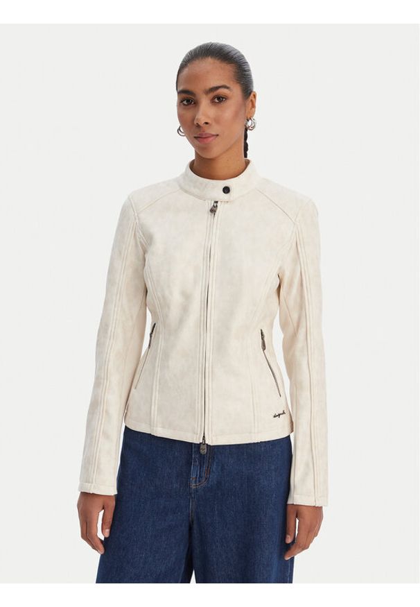 Desigual Kurtka przejściowa 26SWEW10 Kremowy Regular Fit. Kolor: kremowy. Materiał: syntetyk